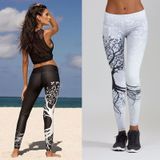 Boom print hoge taille push-up leggings sport vrouwen elastische ademend yoga broek  maat: L (zwart)
