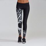 Boom print hoge taille push-up leggings sport vrouwen elastische ademend yoga broek  maat: L (zwart)