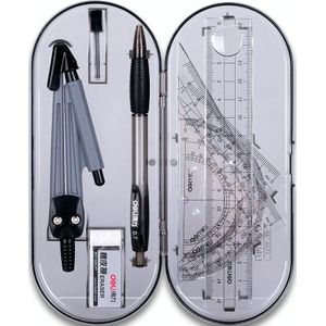 2 PCS Deli 9591 Student Drawing Set 8 Piece Set Compass Ruler Set Student Briefpapier (Zwart)