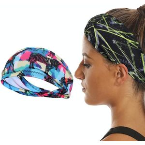 2 stks uitvoeren fitness oefening zweet-absorberende elastische hoofdband sport zweetband  grootte: gratis grootte (kleurrijke rode herten)