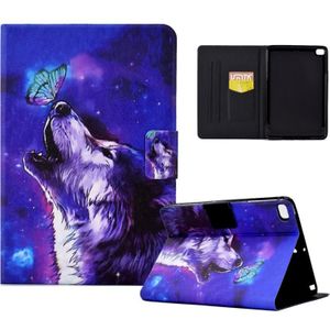 Voor iPad mini 5 / 4 / 3 / 2 / 1 Electric Pressed TPU Smart Leather Tablet Case (Butterfly Wolf)