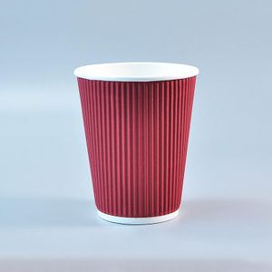 50 pc's 12oz rood verdikt kraftpapier gegolfde koffiekopje
