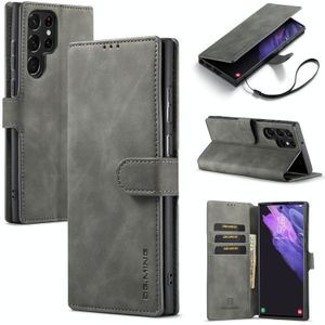 For Samsung Galaxy S22 Ultra DG.MING Retro Oil Side Horizontal Flip Leather Case with Holder & Card Slots & Wallet(Grey)