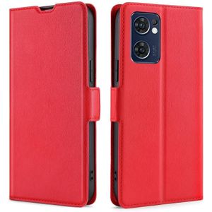 Voor Oppo Reno7 5G Globale Ultra-Dunne spanningzijde Buckle Horizontal Flip Leather Phone Case