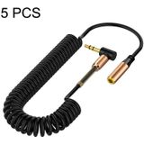 5PCS 3.5mm Male To Female Spring AUX Extension Cable Speaker Audio Cable  Cable Length: 1.5m(Black)