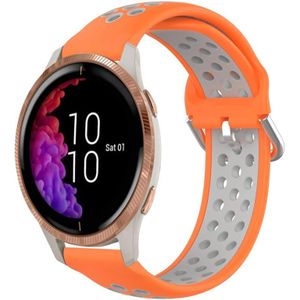 Voor Garmin Venu 20 mm geperforeerde ademende sport siliconen horlogeband (oranje + grijs)