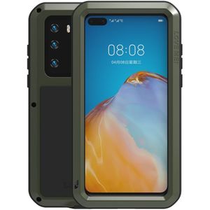 Voor Huawei P40 LOVE MEI Metal Shockproof Waterproof Dustproof Protective Case (Army Green)