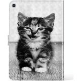 For Samsung Galaxy Tab A7 SM-T500 3D Painted Pattern Leather Tablet Case(Cat)