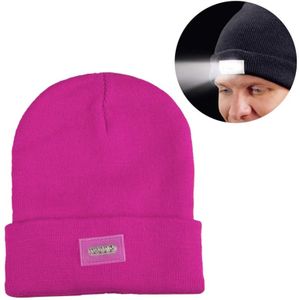 Unisex warme Winter polyacrylonitryl brei Hat volwassen hoofd Cap met 5 LED Light (Rose-rood)