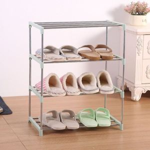 Huishoudelijke multifunctionele vier-laags RVS schoenenrek opslag plank (groen)