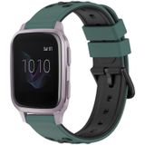 Voor Garmin Venu SQ 20 mm tweekleurige poreuze siliconen horlogeband (olijfgroen + zwart)