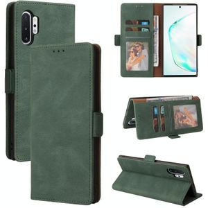 For Samsung Galaxy Note10+ Simple Suction Closure Horizontal Flip Leather Case with Holder & Card Slot & Wallet(Green)