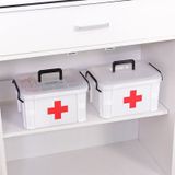 L familie medische doos meerlaagse medische noodmedicatie opbergdoos huishoudelijke kunststof doos (wit)