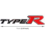 Auto TYPE-R Gepersonaliseerde decoratieve stickers van aluminiumlegering  afmeting: 15x3x0 4 cm (zwart rood)