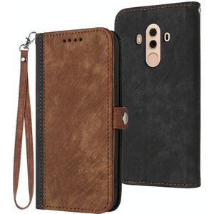 Voor Huawei Mate 10 Pro Side Buckle Double Fold Hand Strap Lederen Telefoon Case (Bruin)