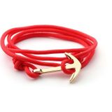 Legering anker charme meerlaagse lederen vriendschap armbanden (rood)