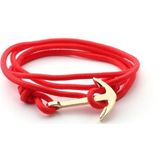 Legering anker charme meerlaagse lederen vriendschap armbanden (rood)