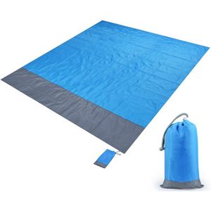 Polyester waterdichte plaid doek zak picknick mat outdoor camping strand mat  grootte: 2 1 x 2 m (blauw + grijs)