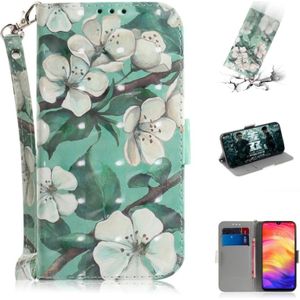 3D gekleurde tekening horizontale Flip lederen draagtas met houder & kaartsleuven & portemonnee voor Huawei P30 (aquarel bloem)