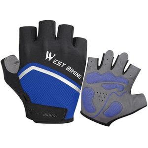 West Fietsen YP0211222 Fietsrijden Schokabsorberende helft-vinger handschoenen  maat: L (zwart blauw)