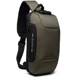 OZUKO 9223 Anti-theft Men Chest Bag Waterproof Crossbody Bag met externe USB-oplaadpoort  stijl: groot formaat (leger groen)