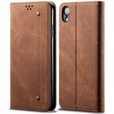 Voor iPhone XR Denim Texture Casual Style Horizontal Flip Leather Case met Holder & Card Slots & Wallet(Brown)