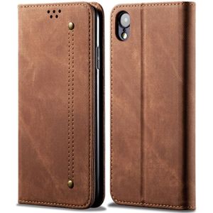 Voor iPhone XR Denim Texture Casual Style Horizontal Flip Leather Case met Holder & Card Slots & Wallet(Brown)