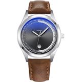 Yazole 516 Fashion Calendar Men horloge Luminous Quartz horloge (zwarte lade bruine riem)