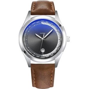 Yazole 516 Fashion Calendar Men horloge Luminous Quartz horloge (zwarte lade bruine riem)