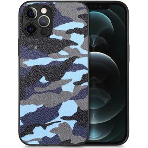 Voor iPhone 12 Pro Camouflage lederen achterkant telefoonhoes