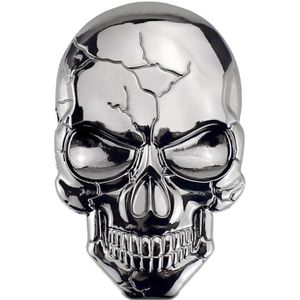Driedimensionale Devil Skull Metal Car Sticker (Silver Grey)