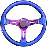 Auto kleurrijke gemodificeerde racing sport hoorn knop stuurwiel  diameter: 34 6 cm (blauw)