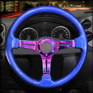 Auto kleurrijke gemodificeerde racing sport hoorn knop stuurwiel  diameter: 34 6 cm (blauw)