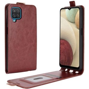Voor Samsung Galaxy A12 R64 Texture Single Vertical Flip Leather Protective Case met Card Slots & Photo Frame(Brown)
