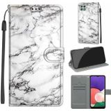 Voltage Coloured Drawing Magnetic Clasp Horizontal Flip PU Leather Case with Holder & Card Slots For Samsung Galaxy A22 5G(C01 White Marble)