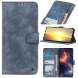 Voor OnePlus 9R antilope textuur magnetische gesp horizontale flip PU lederen geval met kaart slots & portemonnee &houder (blauw)