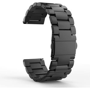 20mm drie platte gesp roestvrij staal vervangende watchband voor Samsung Galaxy Watch Active 2 / Amazfit GTS 2 (zwart)