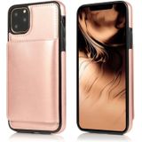 Voor iPhone 11 Pro schokbestendige PU + TPU beschermhoes met kaartsleuven & houder (Rose goud)