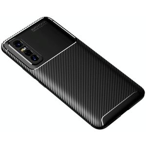 Voor vivo Y73s Carbon Fiber Texture Shockproof TPU Case(Zwart)