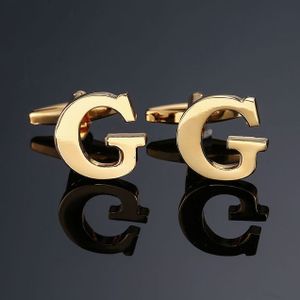 1 paar gouden letters A-Z naam Manchetknopen mannen Frans overhemd Manchetknopen (G)