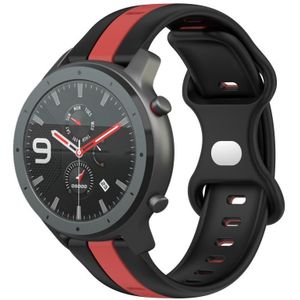 Voor Amazfit GTR 47 mm 22 mm vlindergesp tweekleurige siliconen horlogeband (zwart + rood)