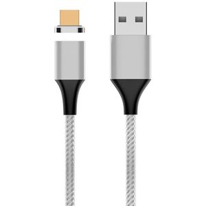 M11 5A USB naar Micro USB Nylon Gevlochten Magnetische DataKabel  Kabellengte: 1m (Zilver)