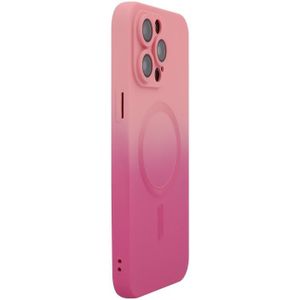 Voor iPhone 13 Pro Max ENKAY Hat-Prince MagSafe Regenbooggradint siliconen telefoonhoesje met lensfilm (roze roos)