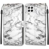 Voltage Coloured Drawing Magnetic Clasp Horizontal Flip PU Leather Case with Holder & Card Slots For Samsung Galaxy A22 4G(C01 White Marble)