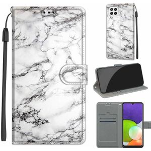 Voltage Coloured Drawing Magnetic Clasp Horizontal Flip PU Leather Case with Holder & Card Slots For Samsung Galaxy A22 4G(C01 White Marble)