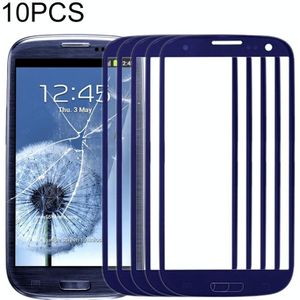 10 PCS front screen buitenste glazen lens voor Samsung Galaxy SIII / i9300 (blauw)