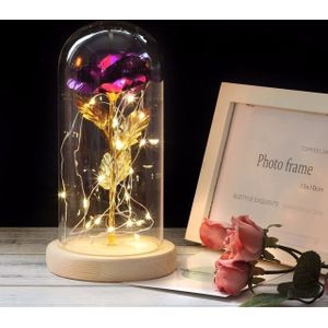 Simulatie rozen lichten glazen cover decoraties ambachten valentines dag geschenken (paars)