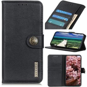 Voor Samsung Galaxy A22 5G (EU-versie) KHAZNEH Koeienhuid textuur horizontale flip lederen hoesje met houder en kaart slots &portemonnee (zwart)