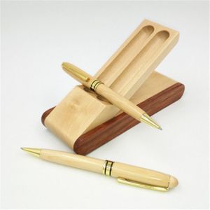 Creatieve Maple pennenset met houten pen vak student briefpapier Office geschenken  stijl: 2st balpen + pen vak