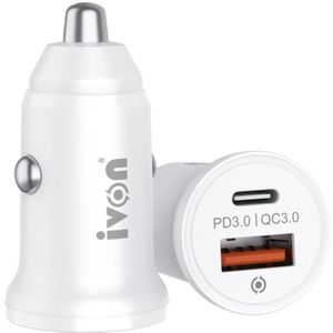 Ivon CC45 20W PD 3.0 USB-C / TYPE-C + QC 3.0 USB-poort Mini Auto Charger